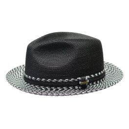 Bruno Capelo Antonio 2-Tone Straw Fedora Hat Snap Brim