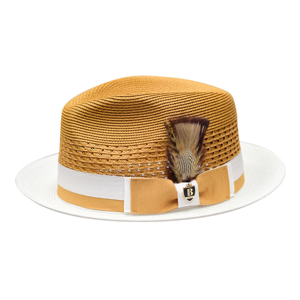 Bruno Capelo Belvedere 2-Tone Straw Fedora Hat Snap Brim - Image 6