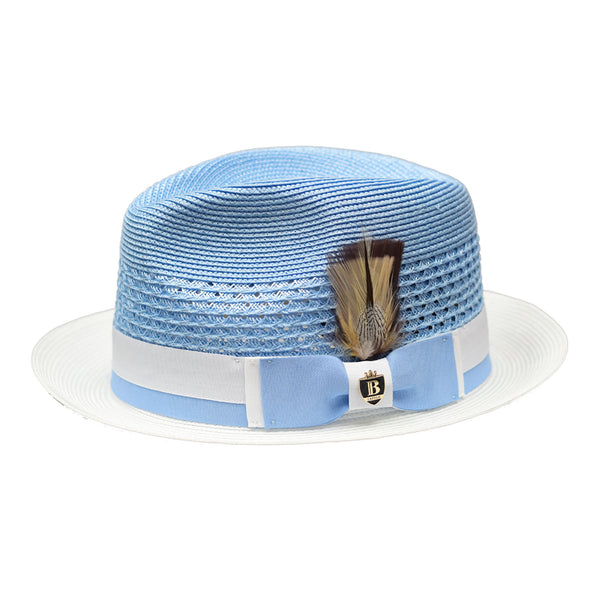 Bruno Capelo Belvedere 2-Tone Straw Fedora Hat Snap Brim - Image 3