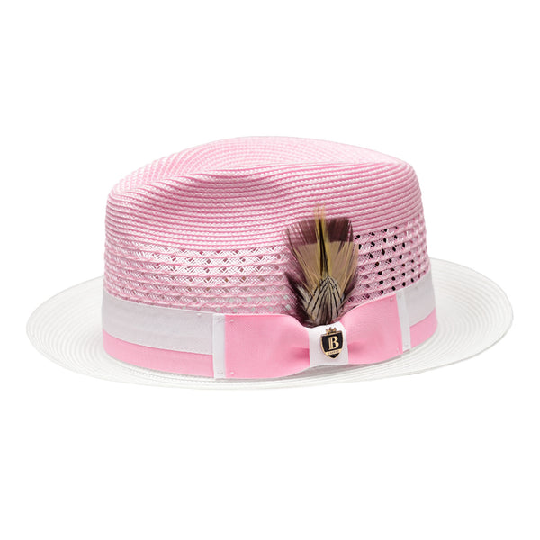 Bruno Capelo Belvedere 2-Tone Straw Fedora Hat Snap Brim - Image 4