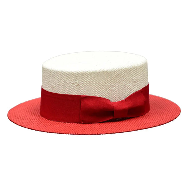 Bruno Capelo Boater Two-Tone Straw Flat Brim Skimmer - Image 5