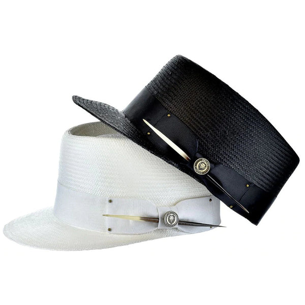 Bruno Capelo Legionnaire Shantung Straw Dress Cap w/ Quill - Image 2