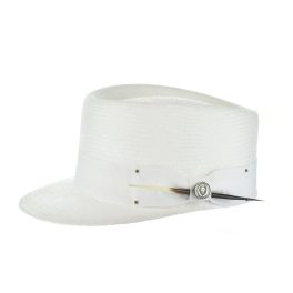 Bruno Capelo Legionnaire Shantung Straw Dress Cap w/ Quill