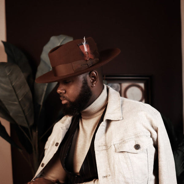 Bruno Capelo Phoenix Wide Brim Raw Edge Wool Fedora - Image 3