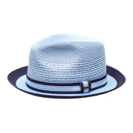 Bruno Capelo Retro 2-Tone Straw Fedora Hat Snap Brim