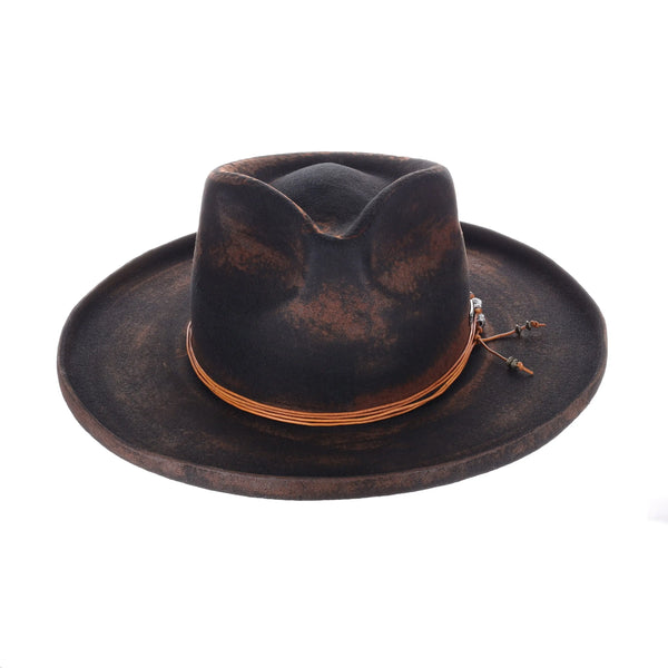 Avacreeks Brownstone Distressed Wide Brim Wool Fedora - Image 5