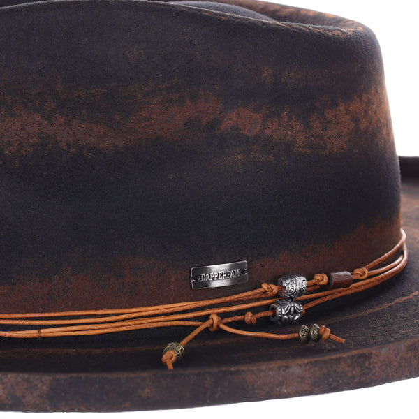 Avacreeks Brownstone Distressed Wide Brim Wool Fedora - Image 6