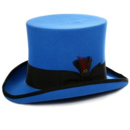 Ferrecci Premium Top Hat in Royal Blue & Black Wool Victorian Elegance