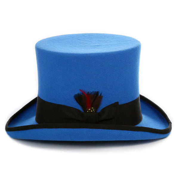 Ferrecci Premium Top Hat in Royal Blue & Black Wool Victorian Elegance - Image 2