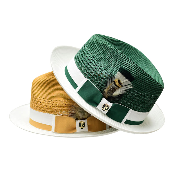Bruno Capelo Belvedere 2-Tone Straw Fedora Hat Snap Brim - Image 2