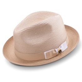 Montique Landon Two-Toned Polybraid Straw Fedora Two-Toned Polybraid Straw Fedora