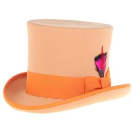 Ferrecci Premium Top Hat in Orange Wool Victorian Elegance