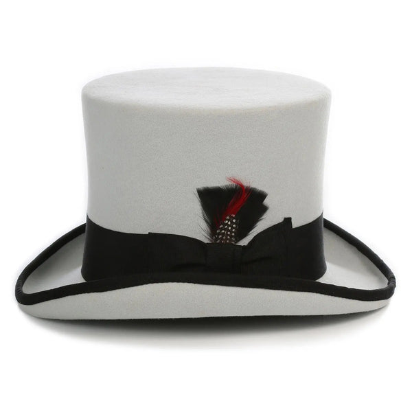 Ferrecci Premium Top Hat in Grey & Black Wool Victorian Elegance - Image 2