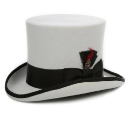 Ferrecci Premium Top Hat in Grey & Black Wool Victorian Elegance