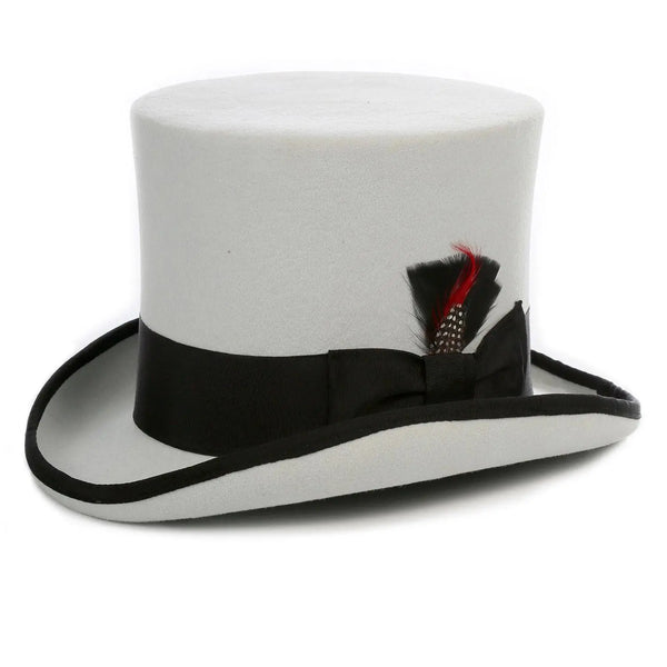 Ferrecci Premium Top Hat in Grey & Black Wool Victorian Elegance