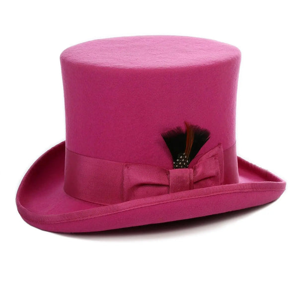 Ferrecci Premium Top Hat in Fuchsia Wool Victorian Elegance - Image 2