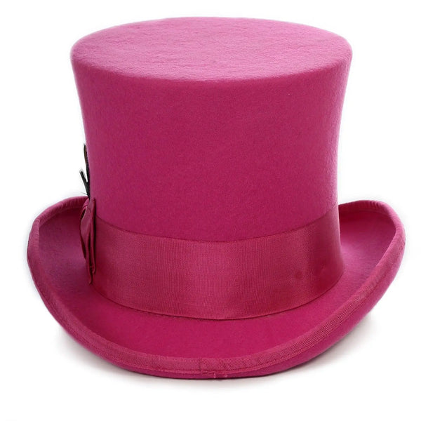 Ferrecci Premium Top Hat in Fuchsia Wool Victorian Elegance - Image 3