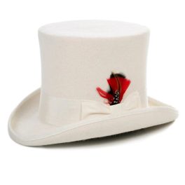 Ferrecci Premium Top Hat in Off White Wool Victorian Elegance