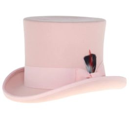 Ferrecci Premium Top Hat in Pink Wool Victorian Elegance