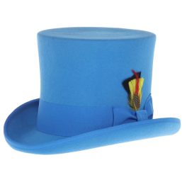 Ferrecci Premium Top Hat in Royal Blue Wool Victorian Elegance