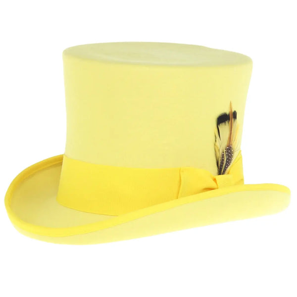 Ferrecci Premium Top Hat in Yellow Wool Victorian Elegance