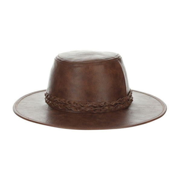 Scala Bennet Vegan Leather Wide Flat Brim Boater - Image 3