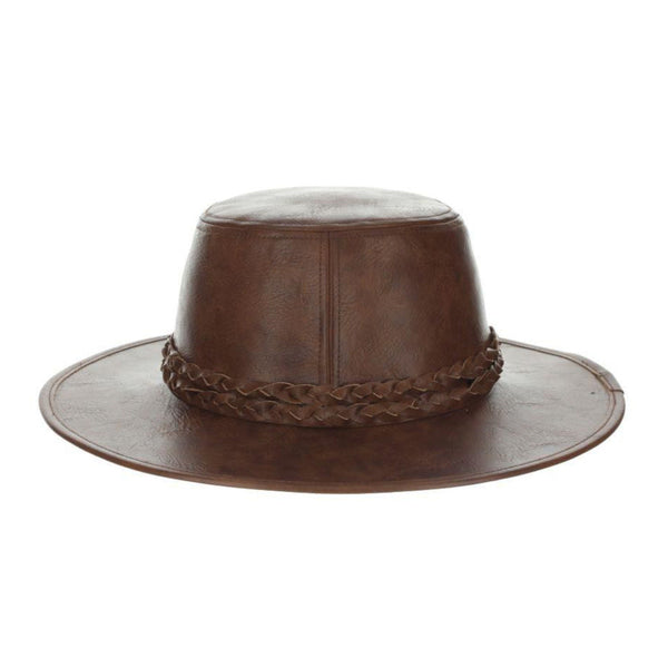 Scala Bennet Vegan Leather Wide Flat Brim Boater - Image 4