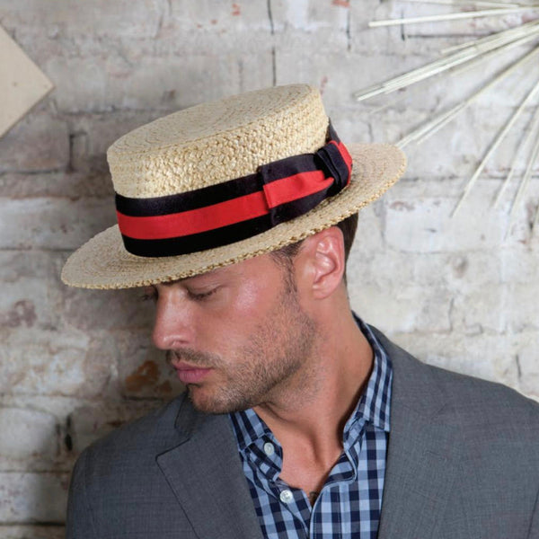 Scala Gondola Braided Laichow Straw Boater Hat - Image 2