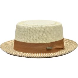 Steven Land Diplomat Straw Two-Tone Pork Pie