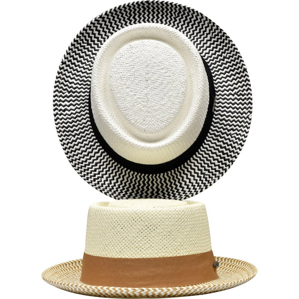 Steven Land Diplomat Straw Two-Tone Pork Pie - Image 2
