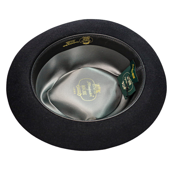 Fernandez y Roche Irving in Black Fur Felt Fedora Made in Spain - Image 3
