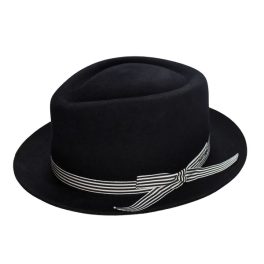 Fernandez y Roche Irving in Black Fur Felt Fedora Made in Spain